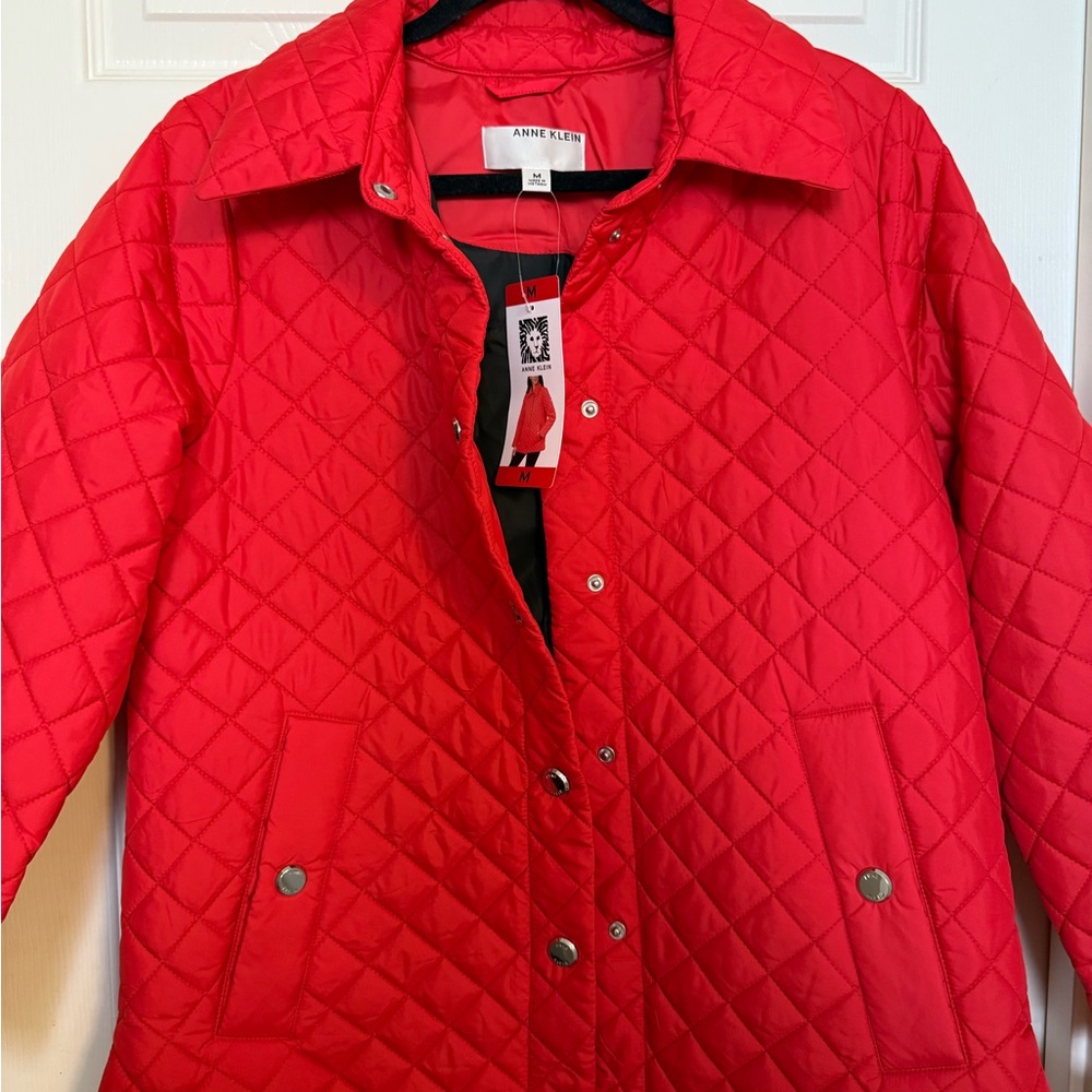 Anne Klein Vibrant Red Quilted Coat